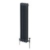 Traditional 3 Column Radiator 1500mm x 202mm Modern Central Heating Heater Matt Anthracite Grey Carbon Steel Vertical Wall Mounted Kitchen Living Room Bathroom Cleaning Brush Fixing Kit & Brackets