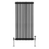 Traditional 2 Column Radiator 1500mm x 562mm Modern Central Heating Heater Matt Black Carbon Steel Vertical Wall Mounted Kitchen Living Room Bathroom Cleaning Brush Fixing Kit & Brackets