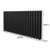 Oval Column Radiator 600mm x 1200mm Modern Designer Double Panel Central Heating Heater Matt Black Carbon Steel Horizontal Kitchen Living Room Bathroom FREE Cleaning Brush Fixing Kit & Brackets