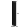 Traditional 3 Column Radiator 1800mm x 202mm Modern Central Heating Heater Matt Black Carbon Steel Vertical Wall Mounted Kitchen Living Room Bathroom Cleaning Brush Fixing Kit & Brackets