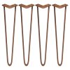 4Pcs Hairpin Table Legs DIY Furniture Industrial Style Heavy-duty Sturdy Welded Metal Steel Upcycle Bench With FREE Screw Pack And Protector Feet Copper 2 Prong Rods 28 Inch Height 12mm Thickness