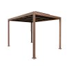 Wood Effect Aluminium Pergola with LED Lights - 3m x 3m