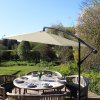 3m Cantilever Garden Parasol Banana Hanging Umbrella Winding Crank Shade Patio Outdoor Sun Shade Tilt UV Protection | Cream