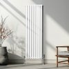 Oval Column Radiator 1600mm x 480mm Modern Designer Double Panel Central Heating Heater Gloss White Carbon Steel Vertical Kitchen Living Room Bathroom FREE Cleaning Brush Fixing Kit & Brackets
