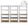 3 Garage Shelving Units 5 Tier Racking Storage Warehouse Bays Industrial Heavy Duty Boltless Galvanised Steel Shelves / FREE Rubber Mallet & Bay Connectors