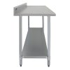 Prep Table With Single Over-Shelf Commercial Heavy Duty Work Bench Kitchen Prep-table Stainless Steel Commercial Home Preparation Worktop Work-table 6ft