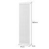 Traditional 2 Column Radiator 1800mm x 472mm Modern Central Heating Heater Gloss White Carbon Steel Vertical Wall Mounted Kitchen Living Room Bathroom Cleaning Brush Fixing Kit & Brackets