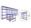 Racking Shelving Unit Boltless 5 Tier Garage Shelves Storage Organisation Workshop Shed Heavy Duty Steel Racks- 5 x 75cm wide racking, 2 x 90cm wide racking, 1 x workbench and 1 x rubber mallet