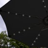 Black 2.4m LED Tilt Parasol Umbrella Garden Sun Shade Canopy Patio Outdoor 360 Rotation UV Protection Winding Crank Adjustable 32 Solar Power Lights Cool White 8 Ribs 5.5kg FREE Waterproof Rain Cover