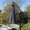 3m Cantilever Garden Parasol Banana Hanging Umbrella Winding Crank Shade Patio Outdoor Sun Shade Tilt UV Protection | Grey