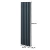 Oval Column Radiator 1600mm x 360mm Modern Designer Double Panel Central Heating Heater Matt Anthracite Grey Carbon Steel Vertical Kitchen Living Room FREE Cleaning Brush Fixing Kit & Brackets
