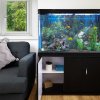 MonsterShop Fish Tank Aquarium & Starter Accessories, Black Cabinet, Natural Gravel, 300L 4ft