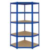 1 x Corner Garage Racking Unit & 4 x Single Racking Storage Units / 5 T-Rax Blue Steel & MDF Shelves / 6925kg capacity / 265kg per shelf / Free Rubber Mallet