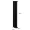 Traditional 2 Column Radiator 1800mm x 292mm Modern Central Heating Heater Matt Black Carbon Steel Vertical Wall Mounted Kitchen Living Room Bathroom Cleaning Brush Fixing Kit & Brackets