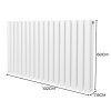 Oval Column Radiator 600mm x 1020mm Modern Designer Double Panel Central Heating Heater Gloss White Carbon Steel Horizontal Kitchen Living Room Bathroom FREE Cleaning Brush Fixing Kit & Brackets