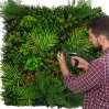 Artificial Plant Wall Panel 100 x 100cm Mira Living Foliage Greenery Tiles Indoor Outdoor Weather & UV Resistant Grass Fence Faux Hedge Privacy Backdrop Garden Home Decor Snap & Lock Fixings Included
