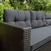 Rattan Corner Dining Set Outdoor Garden Furniture Black 9-Seater L Shape Sofa Stools Tempered Glass Table UV Protected Waterproof Grey Seat Back Cushions Patio Conservatory Lounge FREE Rain Cover