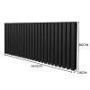 Oval Column Radiator 600mm x 1440mm Modern Designer Double Panel Central Heating Heater Matt Black Carbon Steel Horizontal Kitchen Living Room Bathroom FREE Cleaning Brush Fixing Kit & Brackets