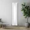 Flat Panel Radiator With Mirror 1800mm x 425mm & TRV Chrome Valves Designer Double Column Vertical White Carbon Steel Wall Mounted Kitchen Living Room Cleaning Brush Fixing Kit & Brackets