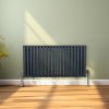 Oval Column Radiator 600mm x 1200mm & TRV Chrome Valves Designer Double Panel Central Heating Heater Anthracite Grey Steel Horizontal Kitchen Living Room FREE Cleaning Brush Fixing Kit & Brackets
