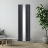 Flat Panel Radiator With Mirror 1800mm x 565mm Modern Designer Double Column Vertical Heater Matt Anthracite Grey Carbon Steel Wall Mounted Kitchen Living Room Cleaning Brush Fixing Kit & Brackets