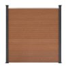 Composite Fence Panels, Angled Piece & LED Posts 6ft x 49ft - Brown
