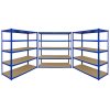 Pack of 3 Garage Shelving Unit Extra Wide - 5 Tier Heavy Duty Rack for Storage Steel Utility Shelves | Metal & MDF Boltless Racking Assembly System | Capacity 3975KG + FREE Rubber Mallet