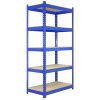 2 x Blue Racking Bay Unit 5 Tier Heavy Duty Steel Metal 150kg capacity Per Shelf Garage Shelves Storage Warehouse Shed Workshop Boltless Shelving 75cm x 150cm x 30cm