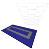 Vented Modular Interlocking Flooring Tiles 90 Blue & 30 Grey With Edges & Hexagon LED Lighting 14 White Lights & Border 6500K 3 Mount Options & Suspended Ceiling Kit Single Garage Floor Mat 3.2m x 6m