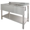 KuKoo Commercial Kitchen Catering Sink & Pre-Rinse Mixer Tap, LH Drainer Stainless Steel, 1.0 Bowl, 120cm Wide