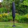 Cream 2.4m LED Tilt Parasol Umbrella Garden Sun Shade Canopy Patio Outdoor 360 Rotation UV Protection Winding Crank Adjustable 32 Solar Power Lights Cool White 8 Ribs 5.5kg FREE Waterproof Rain Cover