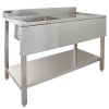 KuKoo Commercial Kitchen Catering Sink & Pre-Rinse Mixer Tap, RH Drainer Stainless Steel, 1.0 Bowl, 120cm Wide