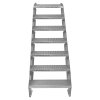 Metal Staircase 7 Section Adjustable Height 60cm / 600mm Wide Galvanised Steel Silver 7 Steps Weatherproof Grate Step Outdoor Garden Patio Modular Stairs 5mm Rod Thickness FREE Fixing Kit