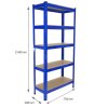 75cm Wide Racking Garage Storage Shelving Heavy Duty 5 Tier Shelf Unit 75cm x 30cm x 150cm Blue/Black (4, Blue)