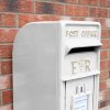 Royal Mail Post Box ER Cast Iron Wall Mounted Wedding Authentic Pillar Replica Lockable Post Office Letter Box White