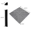 Vented Modular Interlocking Flooring Tiles 90 Grey & 30 Blue With Edges & Hexagon LED Lighting 14 White Lights & Border 6500K 3 Mount Options & Suspended Ceiling Kit Single Garage Floor Mat 3.2m x 6m