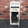 Royal Mail Post Box with Floor Stand ER Cast Iron Wall Mounted Wedding Authentic Pillar Replica Lockable Post Office Letter Box White