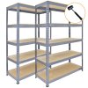 3 x Grey Racking Bay Unit 5 Tier Heavy Duty Steel Metal 200kg capacity Per Shelf Garage Shelves Storage Warehouse Shed Workshop Boltless Shelving 120 x 50 x 180cm Free Rubber Mallet