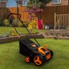 Artificial Grass Power Brush Rake Hoover Vacuum Lawn Cleaner Electric Leaf Twig Sweeper Self Propelled 380mm Outdoor 50L Collection Bag 12m Cable 5 Adjustable Heights 12.2kg Lightweight 3500RPM 1800W