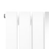 Flat Panel Radiator With Mirror 1800mm x 565mm & TRV Chrome Valves Designer Double Column Vertical White Carbon Steel Wall Mounted Kitchen Living Room Cleaning Brush Fixing Kit & Brackets