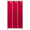 MonsterShop 3 Door Wide Steel Storage Lockers, Red & Grey Metal Lockable Unit, School Staff Gym Changing