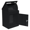 Parcel Post Drop Box Black Large Steel Outdoor Lockable 2 Keys Letter Mail Package Courier Container Delivery Storage Wall Mount Safe Secure Anti Fishing Scannable Barcode FREE Screwdriver Fixing Kit