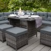 Rattan Corner Dining Set & Garden Storage Box Grey 9-Seater L Sofa Stools Glass Table Large Cushion Furniture Chest 582L Outdoor Patio Steel Frame UV Resistant FREE Waterproof Carry Bag & Rain Cover