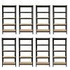 8 x Black Racking Bay Unit 5 Tier Heavy Duty Steel Metal 150kg capacity Per Shelf Garage Shelves Storage Warehouse Shed Workshop Boltless Shelving 75cm x 150cm x 30cm Free Rubber Mallet