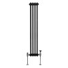 Traditional 3 Column Radiator 1500mm x 202mm Modern Central Heating Heater Matt Black Carbon Steel Vertical Wall Mounted Kitchen Living Room Bathroom Cleaning Brush Fixing Kit & Brackets
