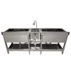 Double Cocktail Bar Station 360°C Swivel Mixer Tap Stainless Steel Insulated Ice Well Professional Glass Rinser Workstation Sink Double Speed Rail FREE Boston Cocktail Shaker + 8 x Gastro Pots