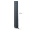 Oval Column Radiator 1800mm x 240mm Modern Designer Double Panel Central Heating Heater Matt Anthracite Grey Carbon Steel Vertical Kitchen Living Room FREE Cleaning Brush Fixing Kit & Brackets