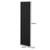 Oval Column Radiator 1600mm x 360mm & TRV Chrome Valves Modern Designer Double Panel Central Heating Heater Black Steel Vertical Kitchen Living Room FREE Cleaning Brush Fixing Kit & Brackets