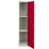 MonsterShop 3 x Red 3 Door Metal Storage Lockers, Blue & Grey Steel Lockable Unit, Gym Changing Room School Staff Locker