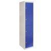 MonsterShop 3 x Metal Lockers, 4 Door Storage, Blue & Grey Metal Lockable Unit, School Staff Gym Changing Room